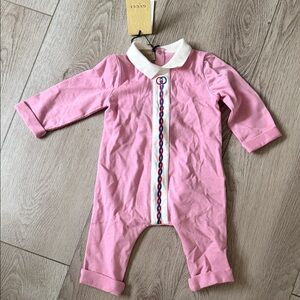 Gucci Pink and White Baby Footie
